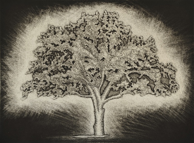 william blake, glowing tree, angels, angel tree, etching, aquatint, spirits, spirituality, visions, light