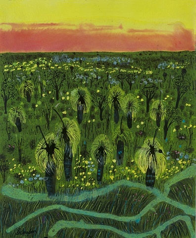 australian prints paintings of western australia  grass tree paintings
