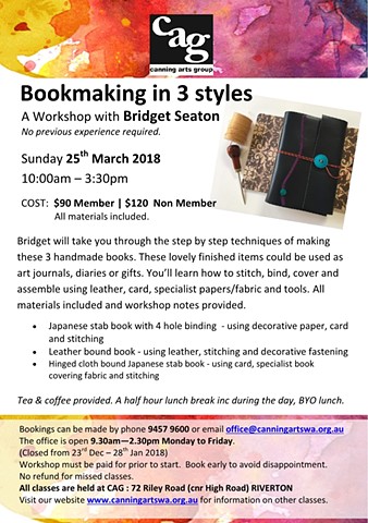 Sunday Bookmaking Workshop at Canning Arts Centre, Riverton