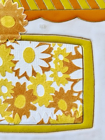 Yellow and Orange Flocked Flower House