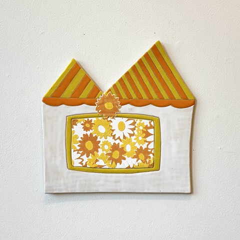 Yellow and Orange Flocked Flower House