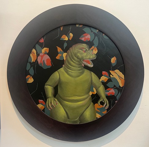 Godzilla on wallpaper paterrn from the 1920s