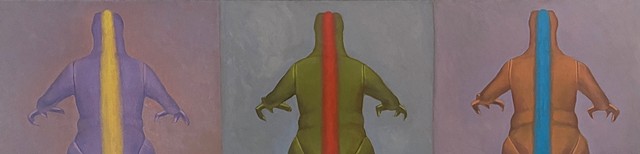 Three godzillas aglow