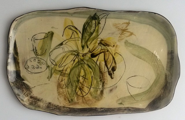 studio platter with plants