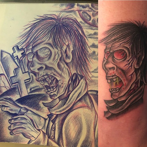 Zombie drawing and tattoo work 