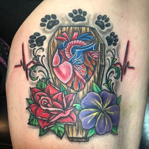 Heart and coffin tattoo 