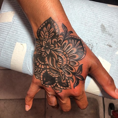 Henna by me added onto previous tattoo