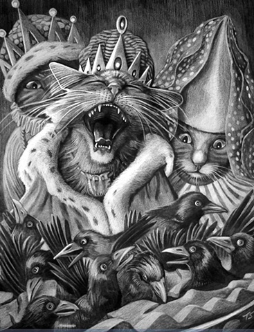 CATS SING A SONG OF SIX PENCE  ILLUSTRATION tanya shpakow THE APPLEWOOD STUDIO