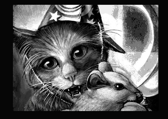 A cat and rat illustration by Tanya Shpakow the APPLEWOOD STUDIO