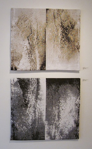 "The Ground Beneath My Feet Diptych" (top panel: " Flip Side" & bottom panel: "Tire Tracks")