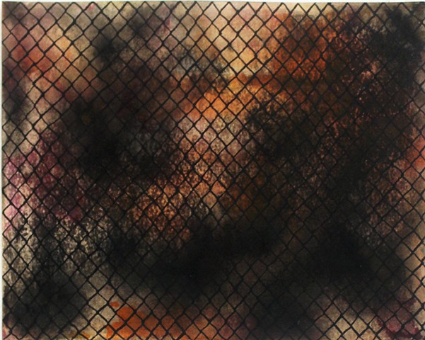 untitled (black mesh over orange, black)