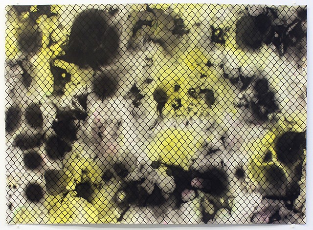 untitled (black mesh over black and bright yellow)