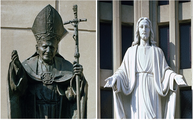 Pope John Paul II and Jesus at St. Helen's Church, detail