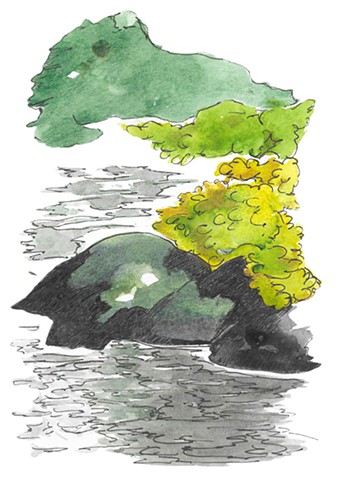 Familiar Rock (Lake George Watercolor Series)