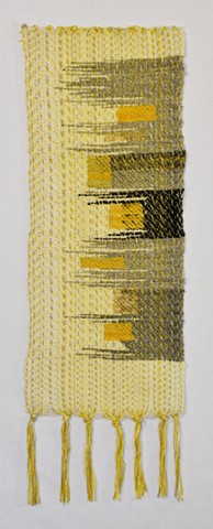 handspun wool and silk weft; cotton warp; woven on 12 harness loom with supplemental warp