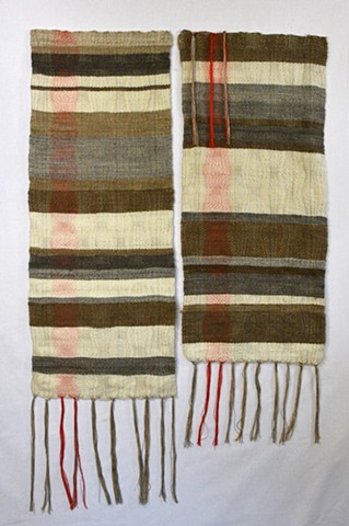 hand spun wool and silk weft, silk warp, woven on four harness loom with ondule reed