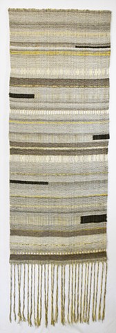 hand spun wool and silk weft, cotton warp, woven on eight harness loom