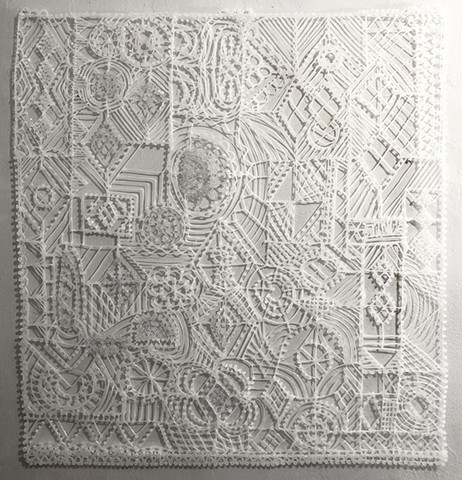 Artwork by Zehra Khan. Fake quilt made of hot glue. #quilt #hotglueart #fakequilt #faketextiles #zehrakhan #zehrakhanart #zehrakhan #textileart #contemporaryart #faketextiles #fakeries #autobiographicalquilt #www.zehrakhan.com @zehrakhanart #artwork #arta