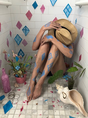 Conch Bathroom - Key West Still Life, photography series by Zehra Khan during an art residency at the Studios of Key West, 2019. Key West, FL. #conchrepublic #stilllife #bathroomart #zehrakhan #contemporaryart #paperinstallation #paperworld #mixedmediains