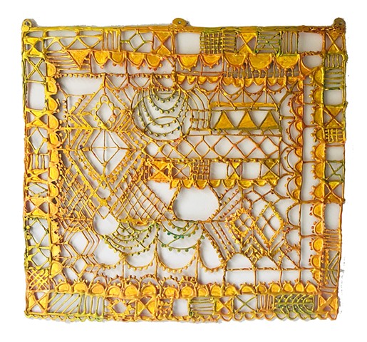 Artwork by Zehra Khan. Fake quilt made of hot glue. #quilt #hotglueart #fakequilt #zehrakhan #textileart #contemporaryart #faketextiles #fakeries #autobiographicalquilt #www.zehrakhan.com @zehrakhanart #artwork #artandcraft 