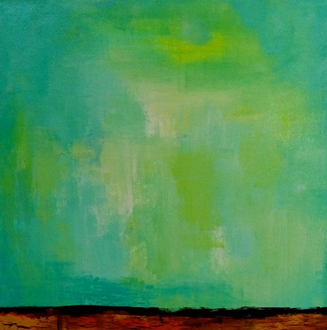 contemporary Abstract Painting, Orange, Yellow, Blue, Green, Aqua