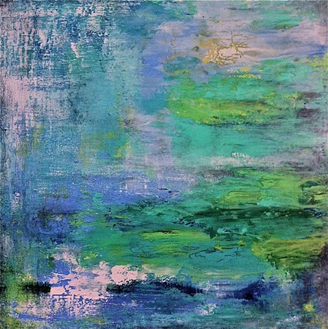 Oceanscape, contemporary abstract art, modern, blue, green, turquoise, black, aqua, copper, contemporary art, abstract, san diego, san diego artist, affordable art, bright, colorful, non-representational abstract art, pink, yellow, chartreuse, orange