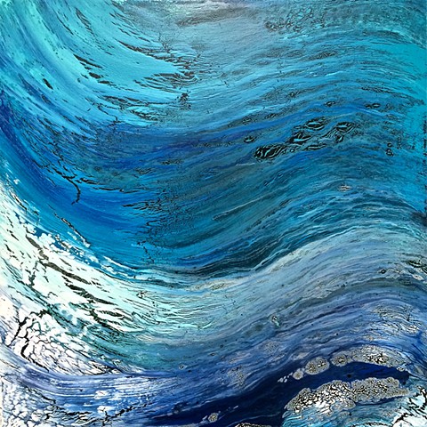 contemporary, abstract, ocean, wave, surf, surer, beach, landscape, aqua, turquoise, black, white