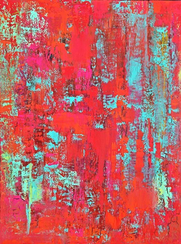 Abstract, contemporary, red, turquoise, fuschia, black, aqua, modern art, contemporary art, contemporary abstract art, contemporary painting, modern painting
