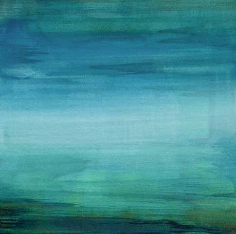 contemporary Abstract Painting, Orange, Yellow, Blue, Green, Aqua