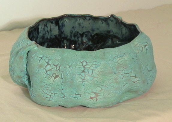 Large vessel with textured glaze