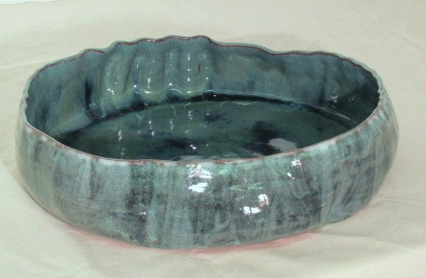 Large shallow vessel, blue-green