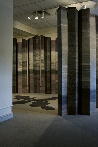 Shawn Bitters Haydon Art Center Screen printing columnar joints sand shadows installation art printmaking
