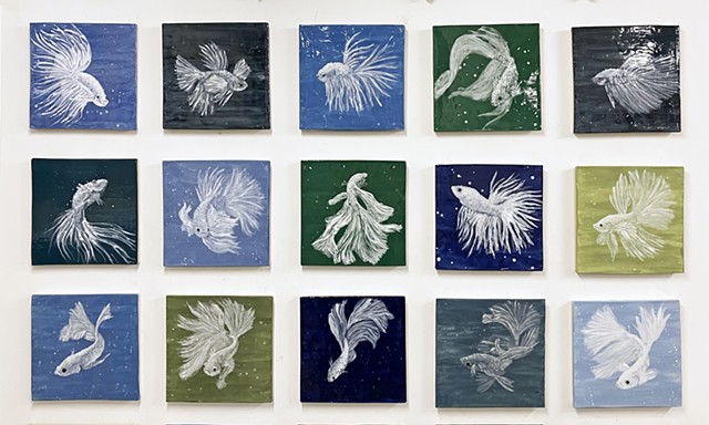 Siamese Fighting Fish - set 15 12x12 Tiles
