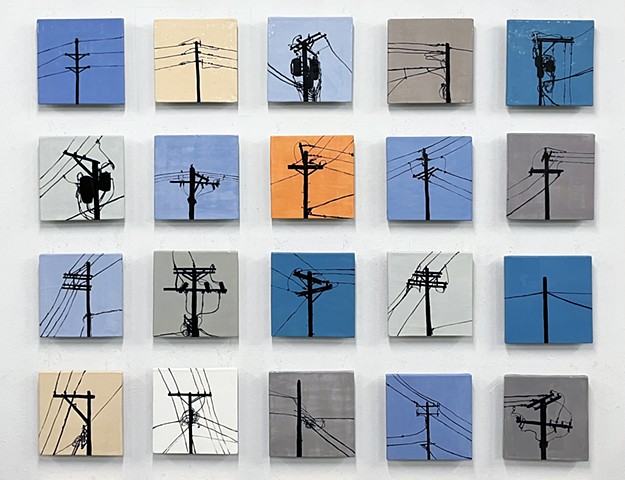 Telephone utility pole ceramic tile mural