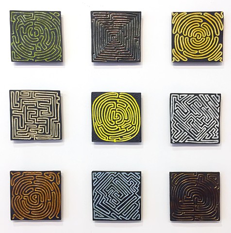 maze labyrinth tile wall art ceramic mural