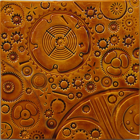 SOLD Amber Gears - 12"x12" - 2A