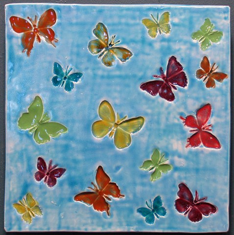 SOLD Butterfly Rainbow 12"x12"