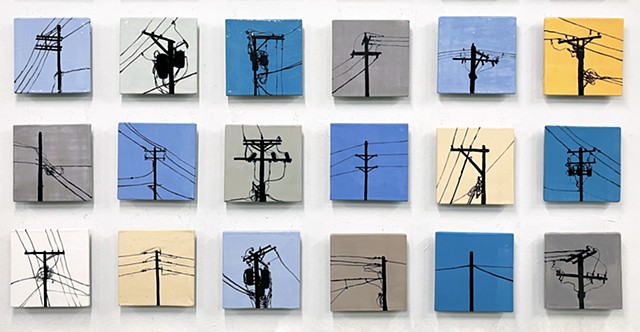 Telephone utility pole ceramic tile mural