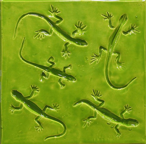 Lizards apple green 8"x8"