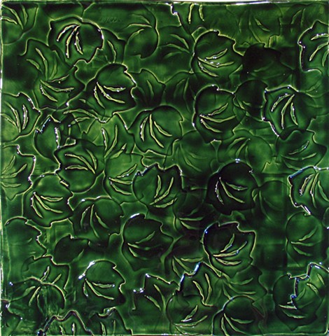 SOLD Leaves 12x12 Holiday Green