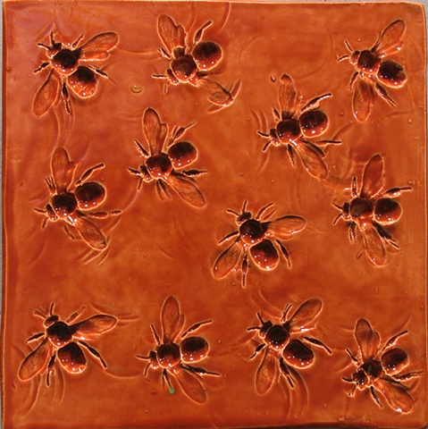SOLD Bees Amber 8"x8"