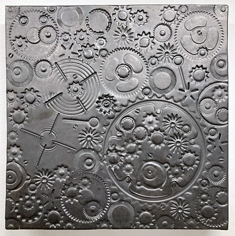 Gears - Pewter 12"x12"