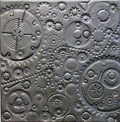 SOLD Gears 12x12 Pewter