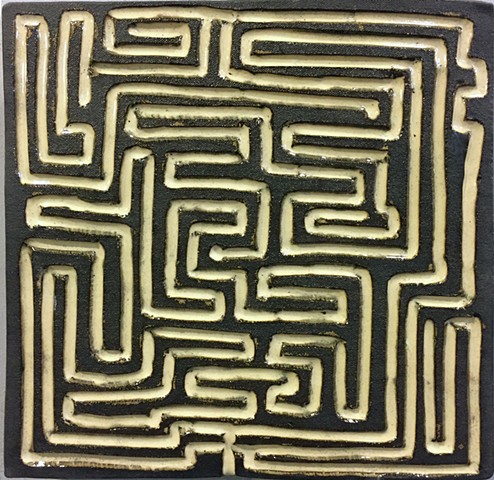 labyrinth maze carved tile wall art
