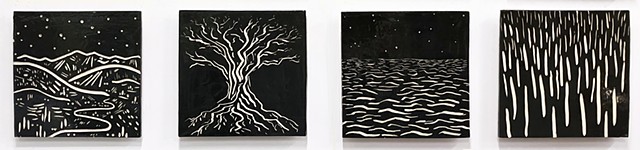 Carved Landscapes - 4 12"x12" 