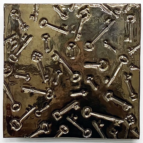 Keys - bronze glaze - 12"sq