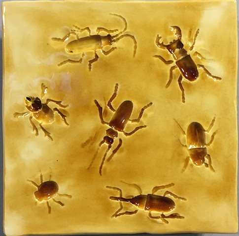 SOLD Beetles 8"x8"