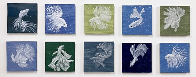 Siamese Fighting Fish - set 10 12x12 Tiles