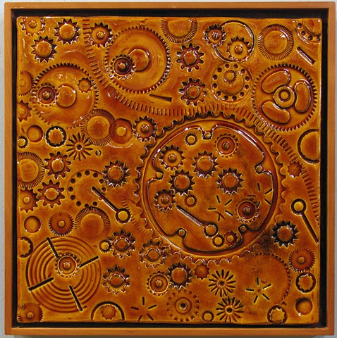 SOLD - Amber Gears - 12"x12" 