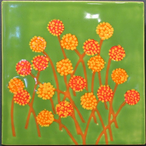 SOLD Hot Flowers 12"x12"